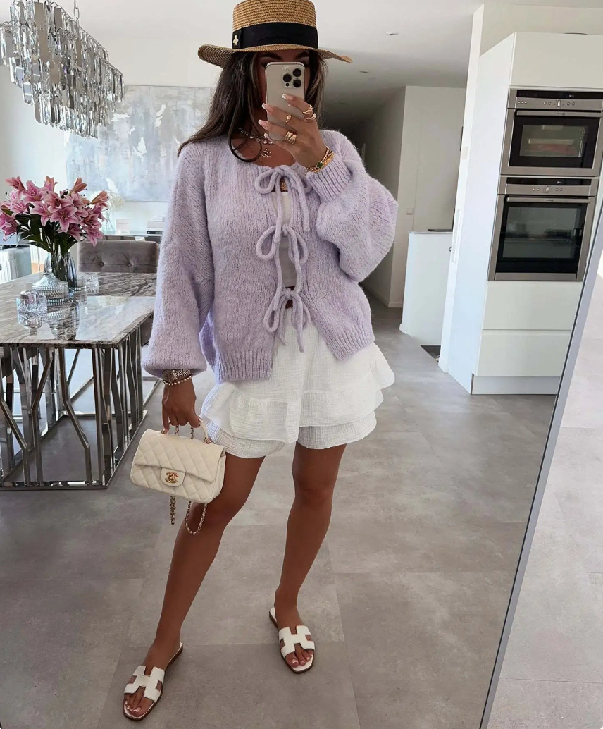 Eva | Cardigan à Nœud en Maille