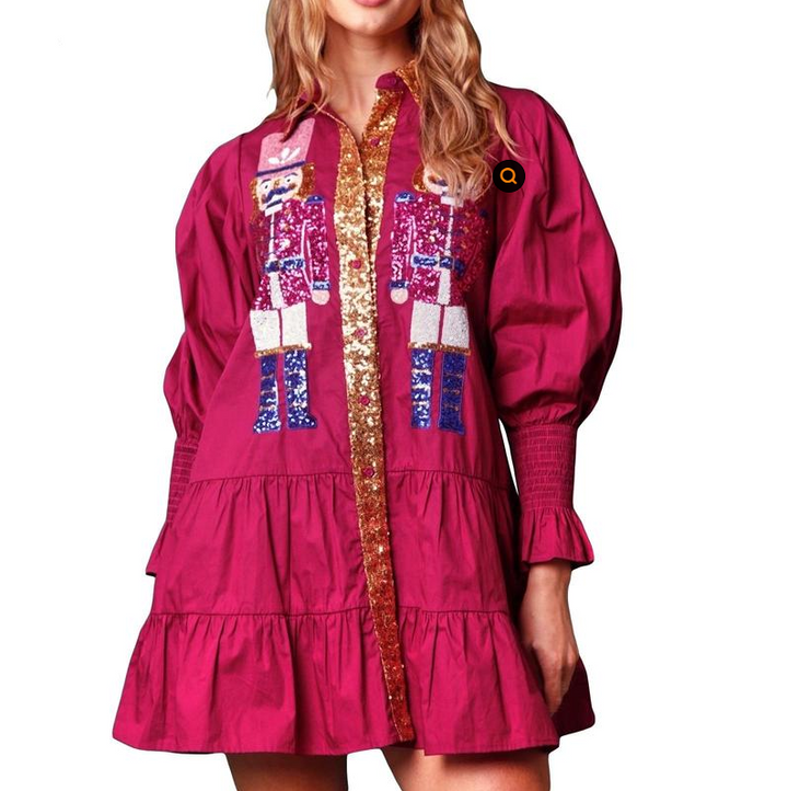 SHEENA™ - Mini-robe de Noël molletonnée avec jupe à sequins