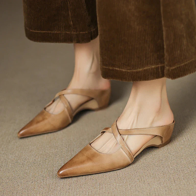 ALUNA | Mules en Cuir Véritable