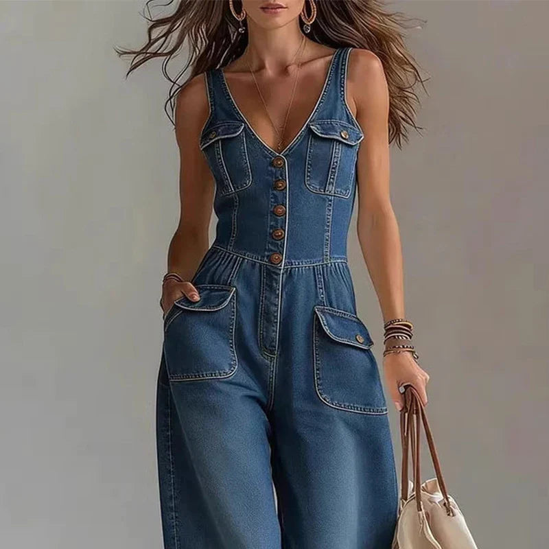 Savannah | Combinaison en jean à jambes larges