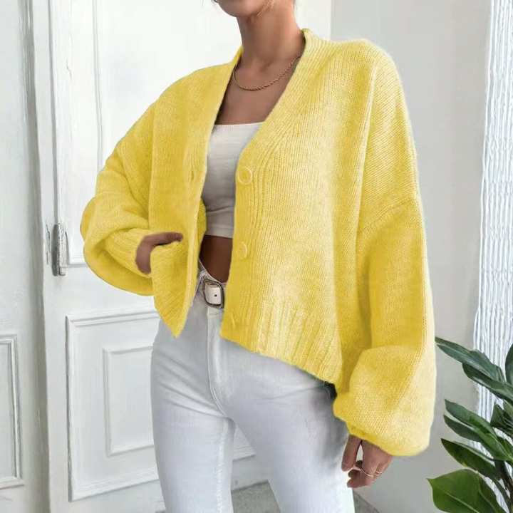 EDEN™ - Cardigan décontracté à manches lanternes coupe courte