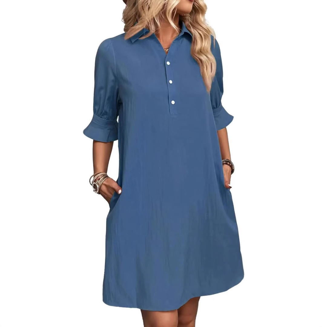 FRANCHESCA™ - Robe chemise décontractée boutonnée
