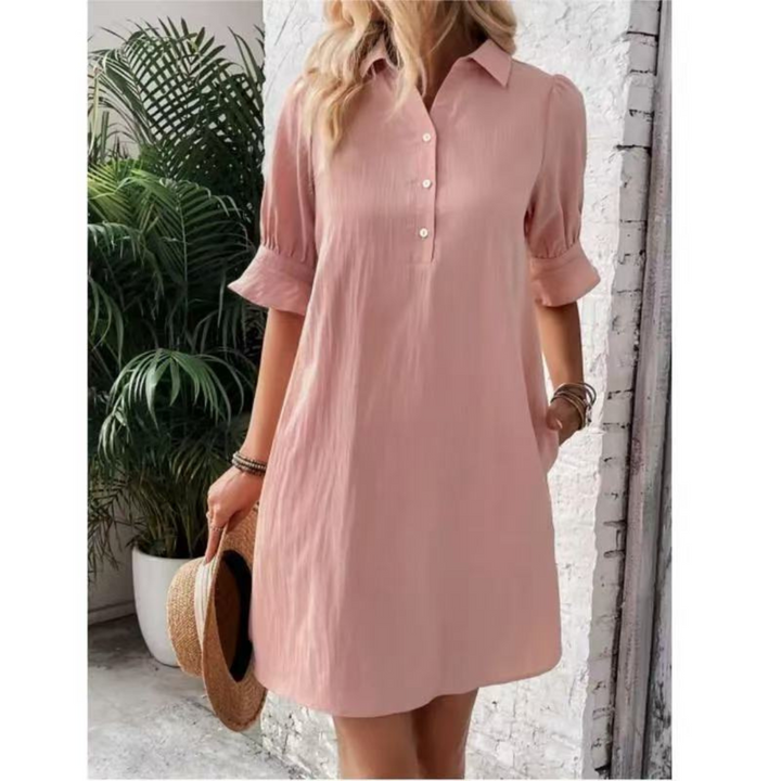 FRANCHESCA™ - Robe chemise décontractée boutonnée