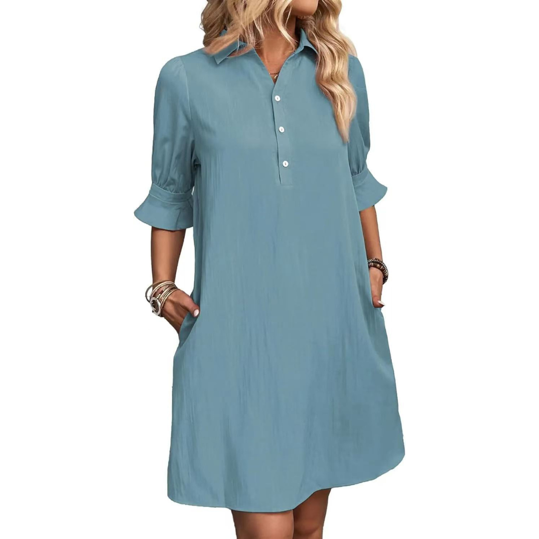 FRANCHESCA™ - Robe chemise décontractée boutonnée