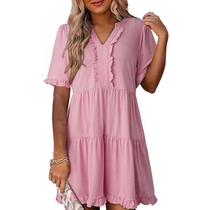 SHAILA™ - Robe mini décontractée à col en V