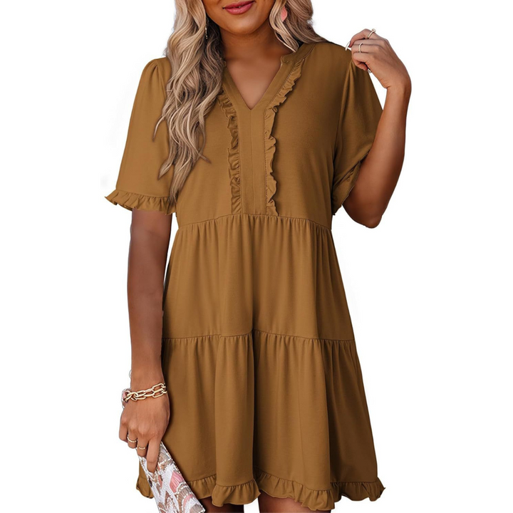 SHAILA™ - Robe mini décontractée à col en V