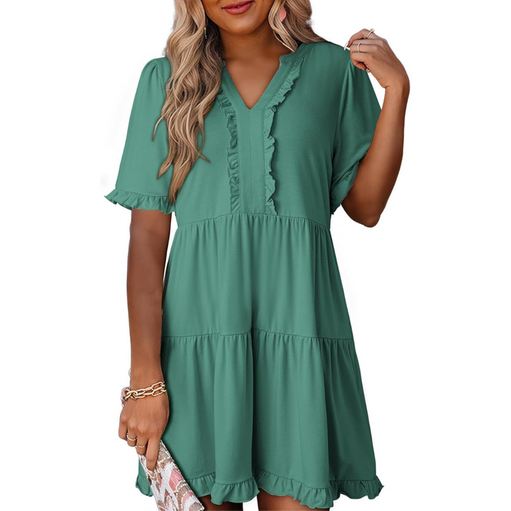 SHAILA™ - Robe mini décontractée à col en V