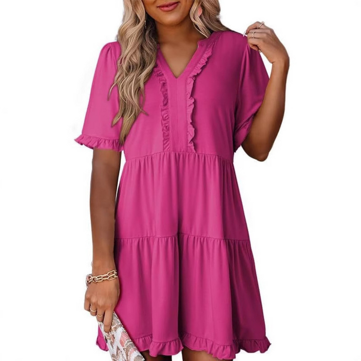 SHAILA™ - Robe mini décontractée à col en V