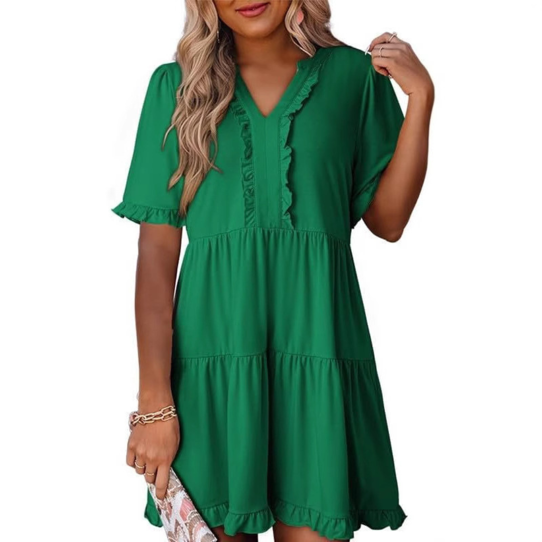 SHAILA™ - Robe mini décontractée à col en V