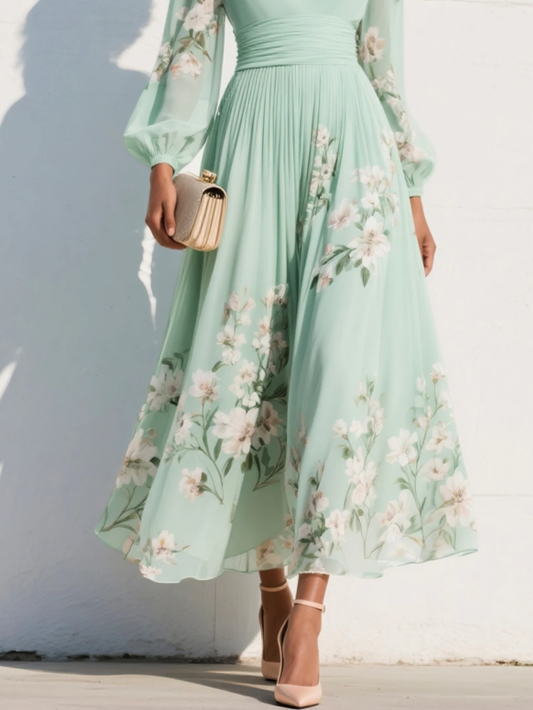 Cisella | Light Green Floral Midi Dress" can be rewritten as "Cisella | Midi Dress in Light Green with Floral Print.