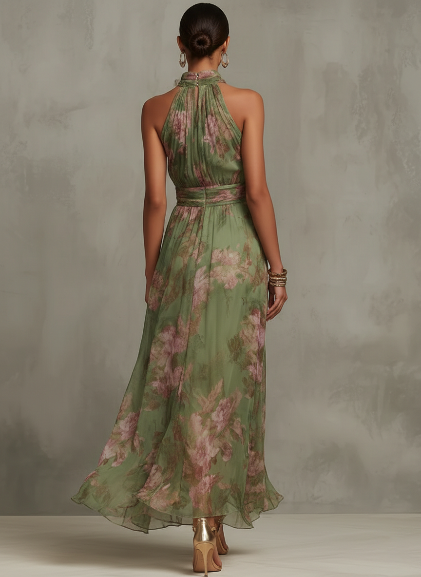 Livia | Chic Floral Maxi Halter Gown