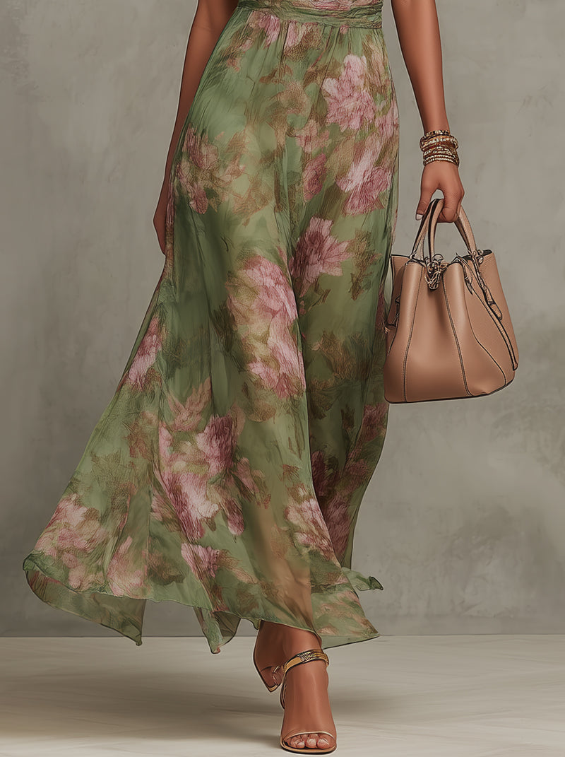 Livia | Chic Floral Maxi Halter Gown