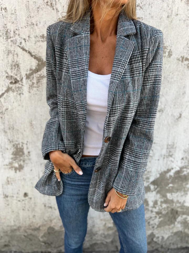 LUCINDA™ - Blazer Classique à Carreaux