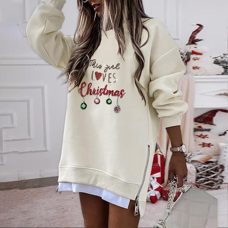 JULIA™ - Pull en maille à motif sapin de Noël avec fente zippée