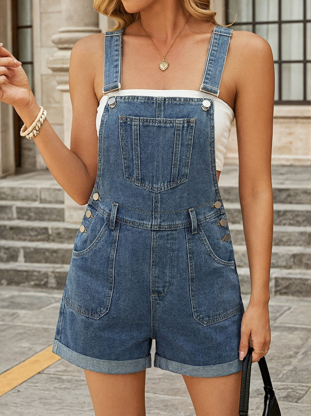 Salopette courte en jean Harper