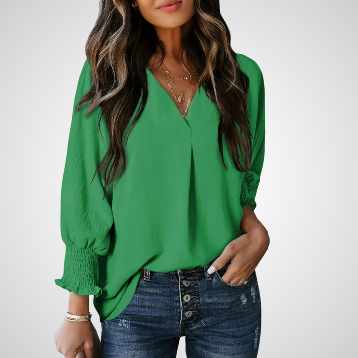 LEILA™ – Blouse Tunique Classique Col V