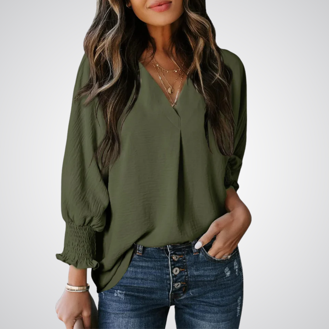 LEILA™ – Blouse Tunique Classique Col V