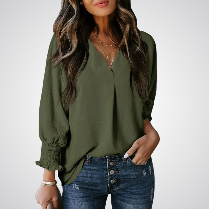 LEILA™ – Blouse Tunique Classique Col V