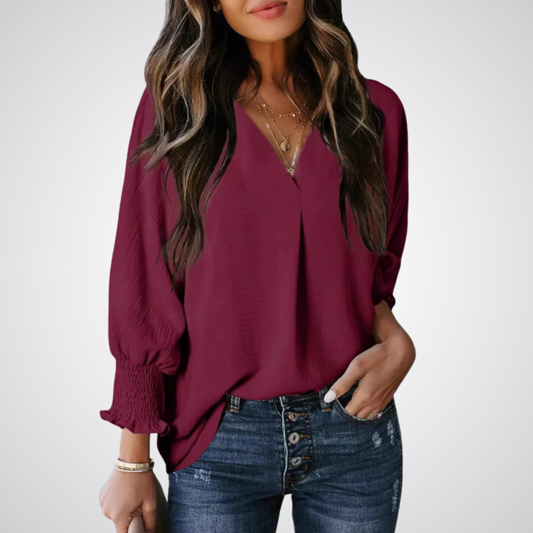 LEILA™ – Blouse Tunique Classique Col V