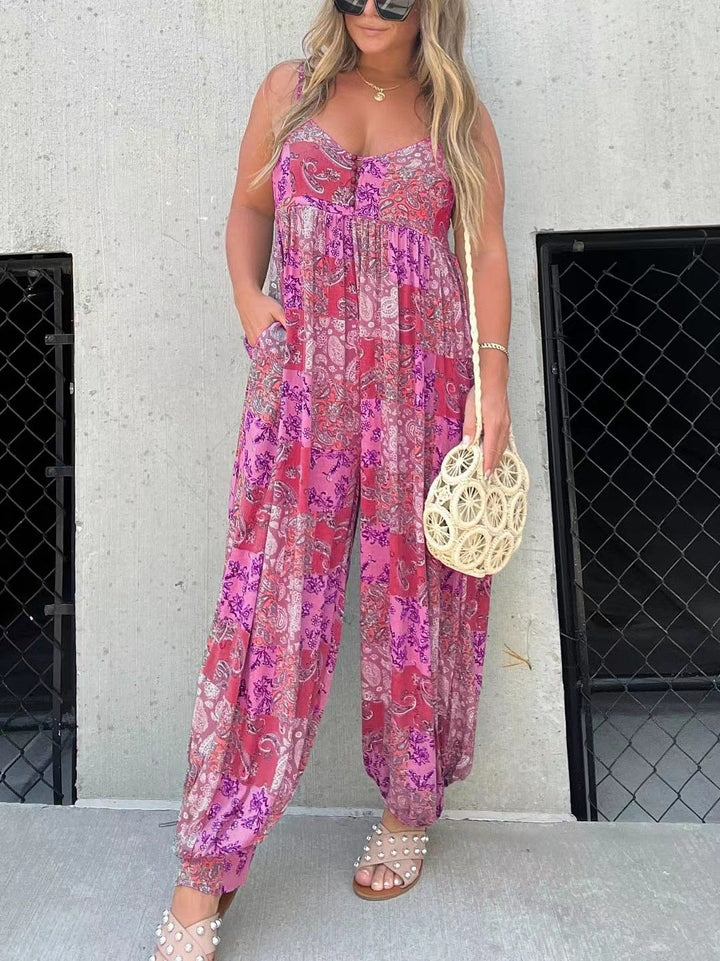 DANICA™ - Combinaison pantalon bohème à manches ballons