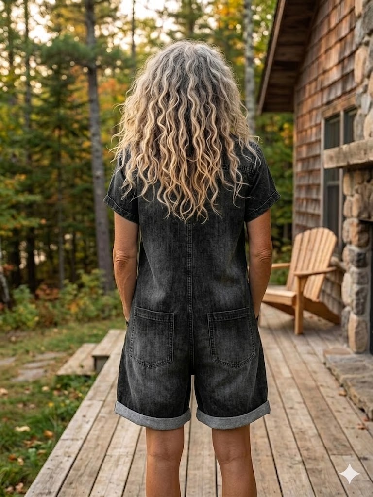 Combishort décontracté en jean pour femme