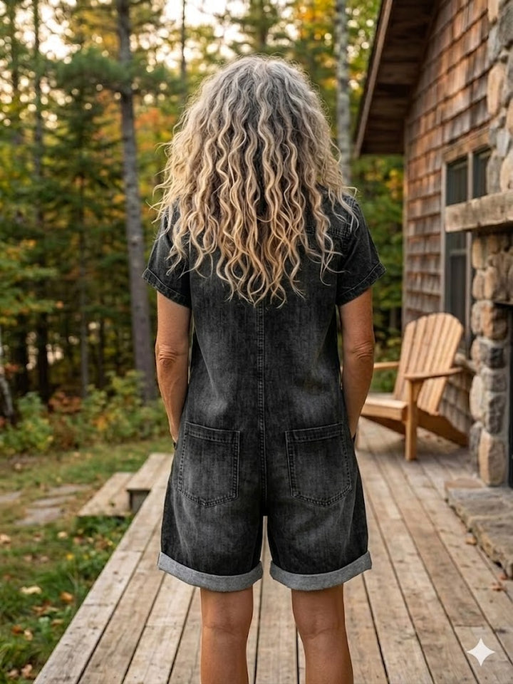 Combishort décontracté en jean pour femme