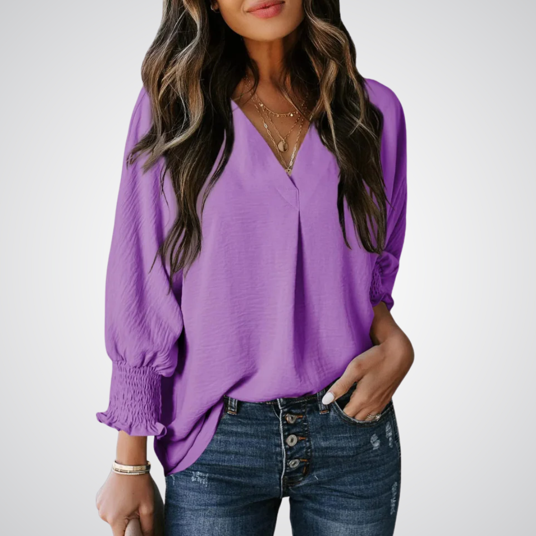 LEILA™ – Blouse Tunique Classique Col V