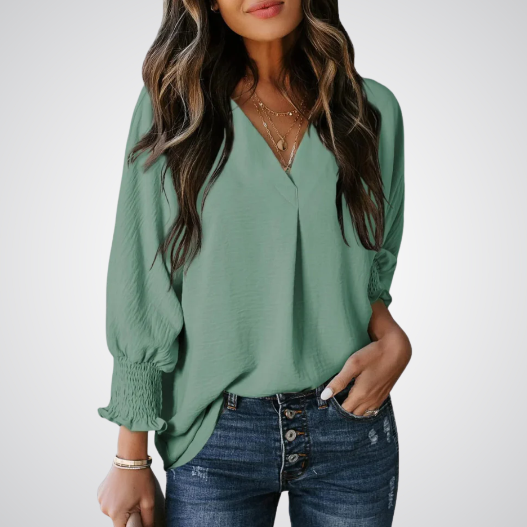 LEILA™ – Blouse Tunique Classique Col V