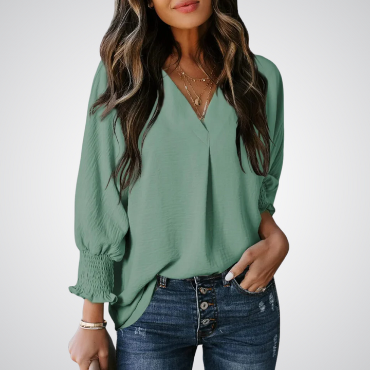 LEILA™ – Blouse Tunique Classique Col V