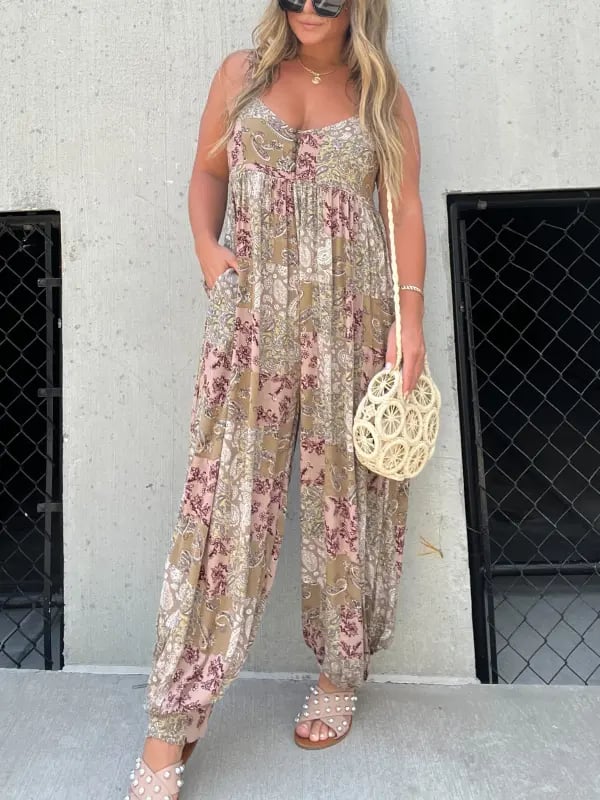 DANICA™ - Combinaison pantalon bohème à manches ballons