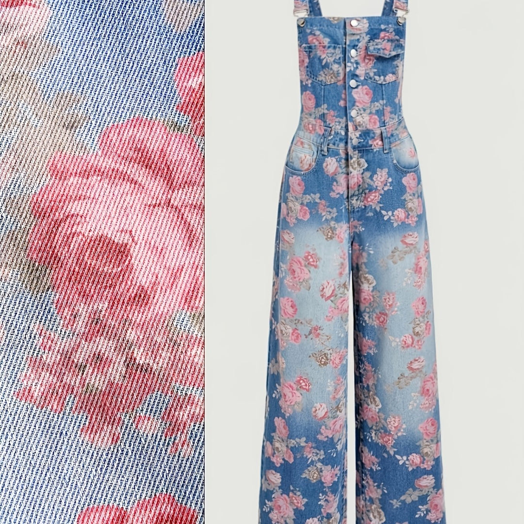 Rosalie | Salopette en jean fleuri