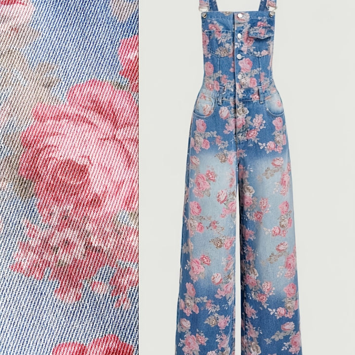 Rosalie | Salopette en jean fleuri
