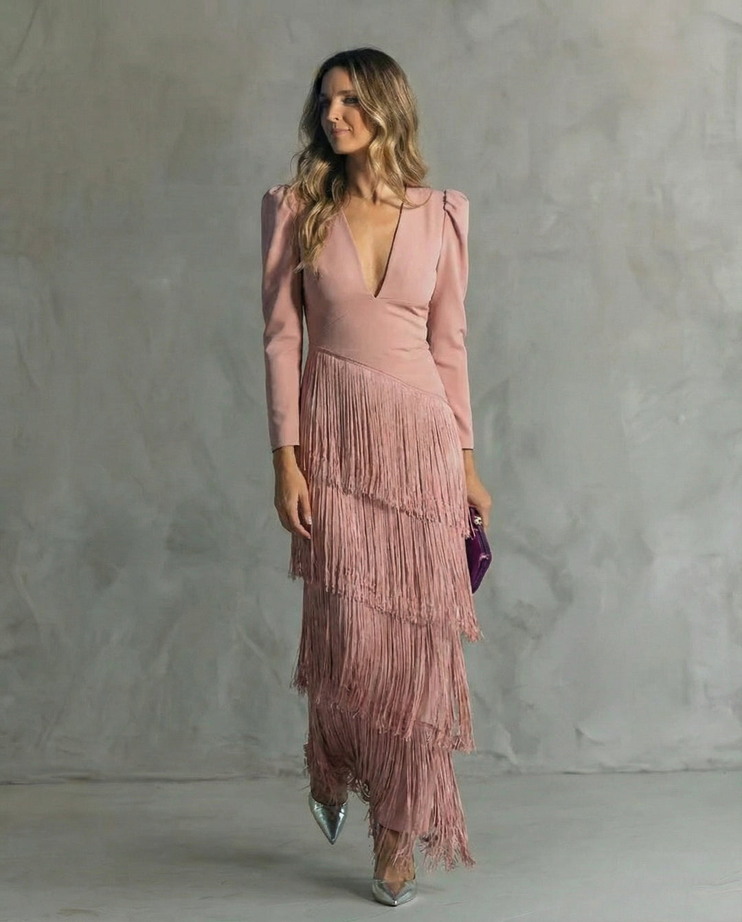 Chiara | Sophisticated Dress Featuring Fringe Sleeves