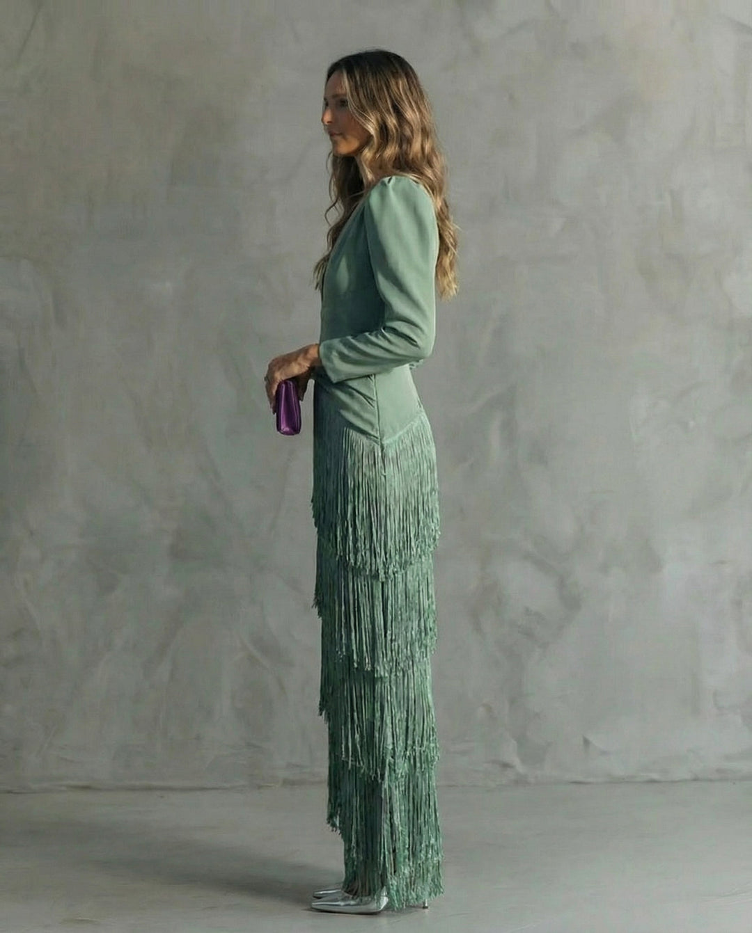 Chiara | Sophisticated Dress Featuring Fringe Sleeves