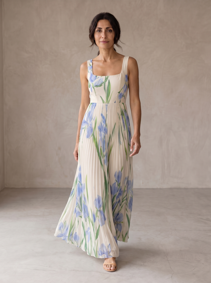Oriah | A-Line Maxi Dress with Floral Design