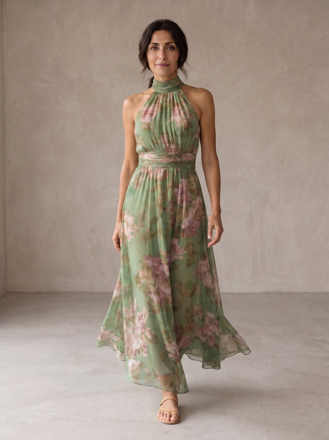 Livia | Chic Floral Maxi Halter Gown