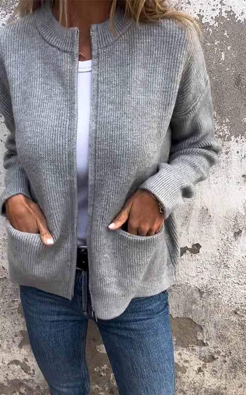 SARIA™ - Cardigan en maille zippé