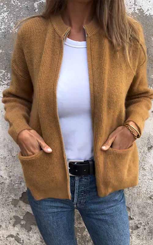 SARIA™ - Cardigan en maille zippé
