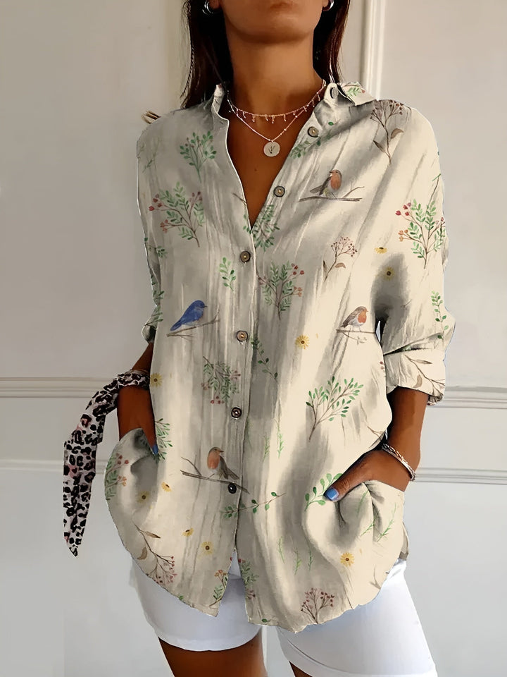 MELODIE™ – Chemise Boutonnée Fleurie et Élégante