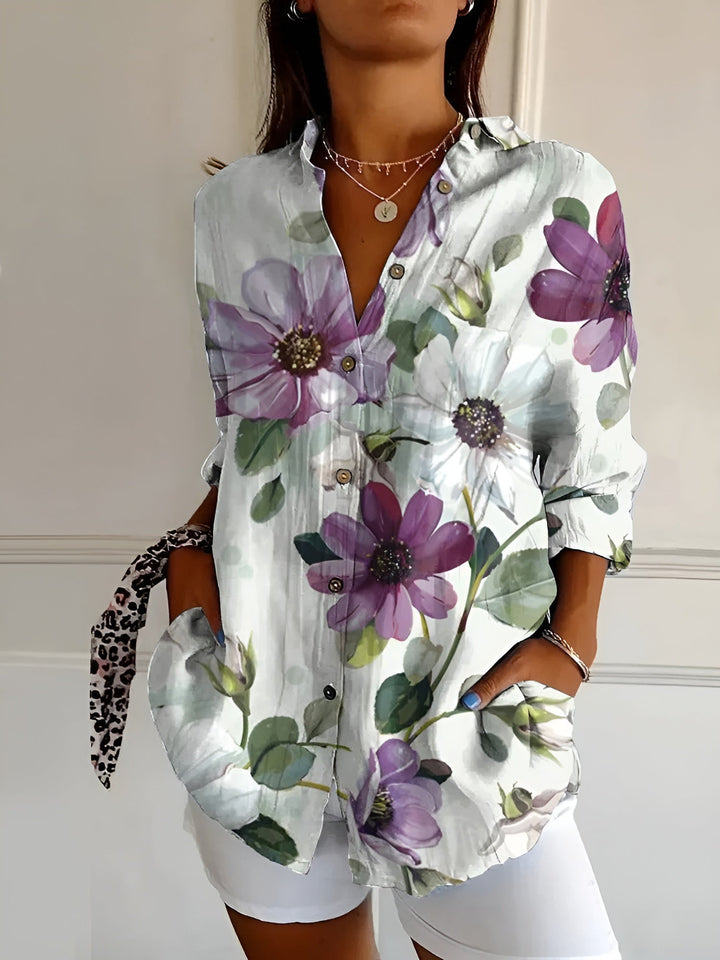 MELODIE™ – Chemise Boutonnée Fleurie et Élégante