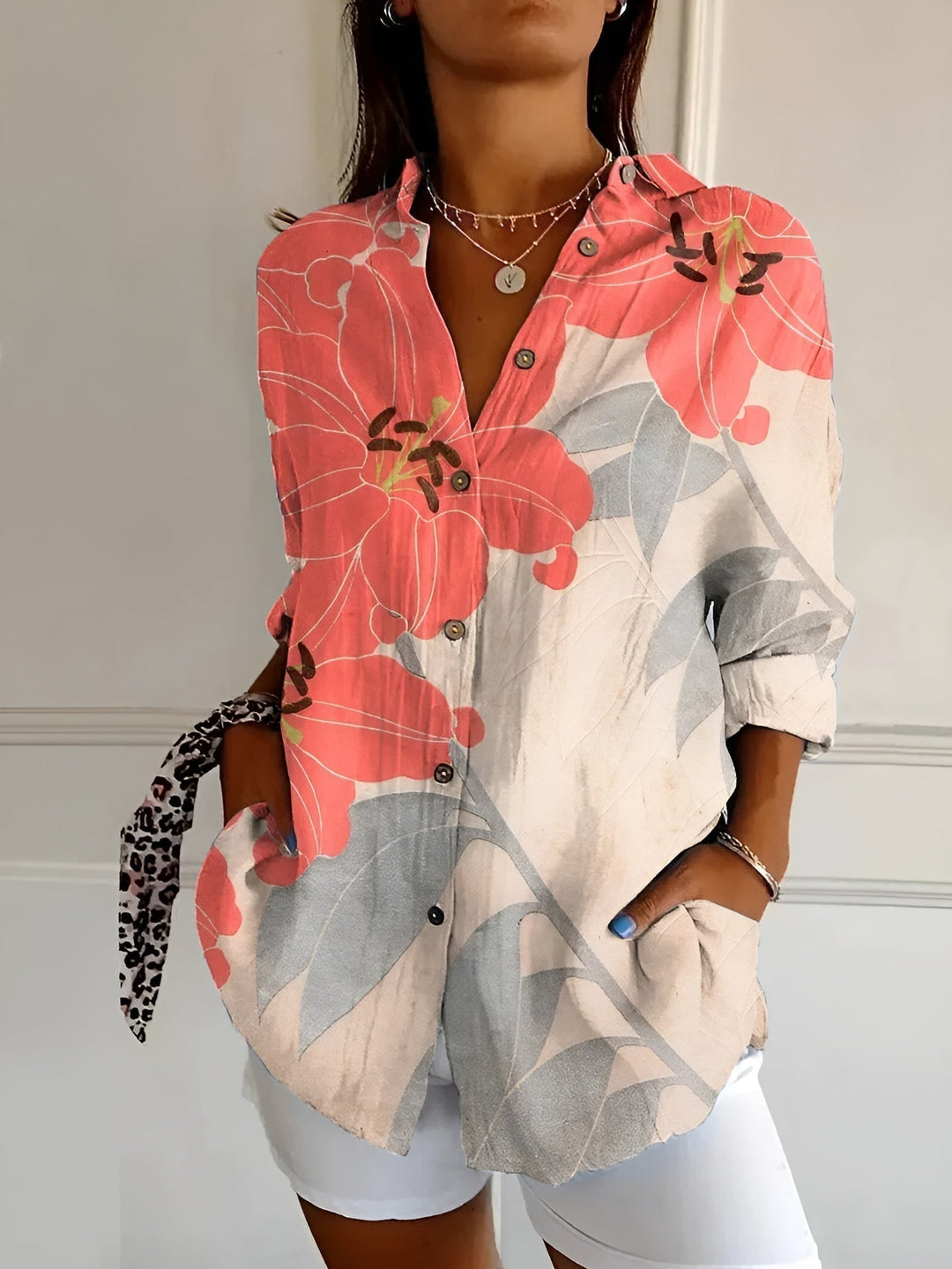 MELODIE™ – Chemise Boutonnée Fleurie et Élégante