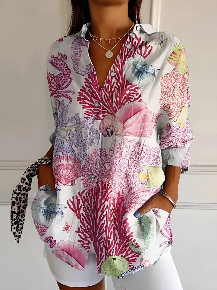 MELODIE™ – Chemise Boutonnée Fleurie et Élégante