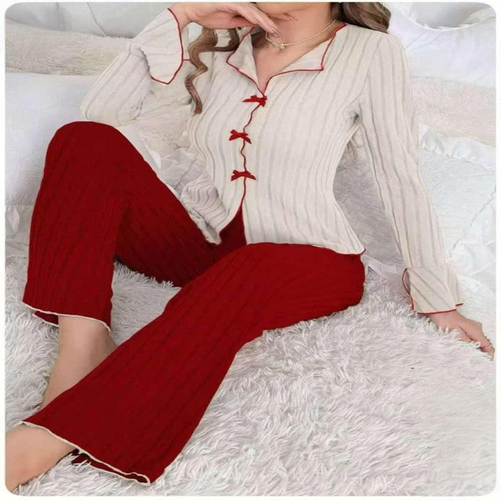 Kenzie™ - Ensemble de Loungewear Chic Haut Col V et Pantalon
